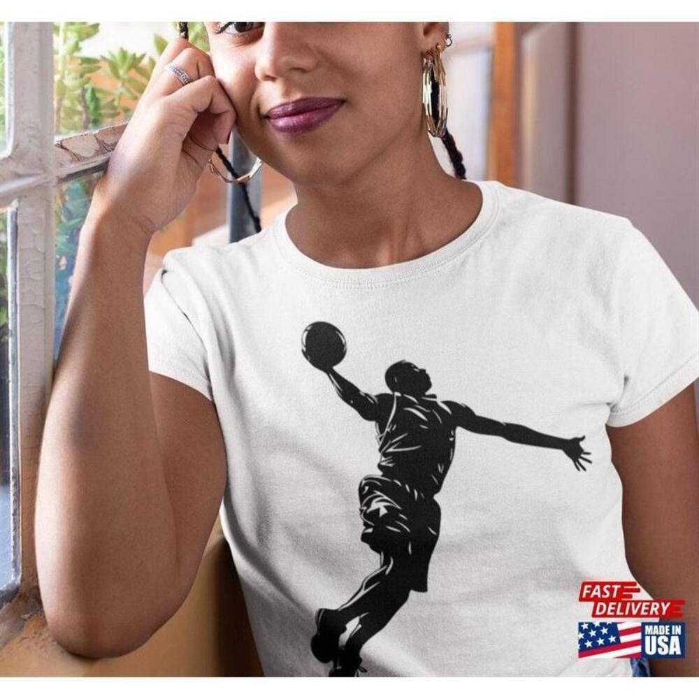 Basketball Player Flying And Dunking Silhouette Slam Dunk Sports T Shirt